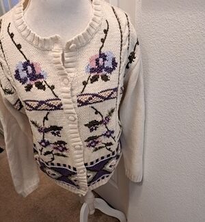 Vintage David Loren Embroidered Grandma Sweater  Size L